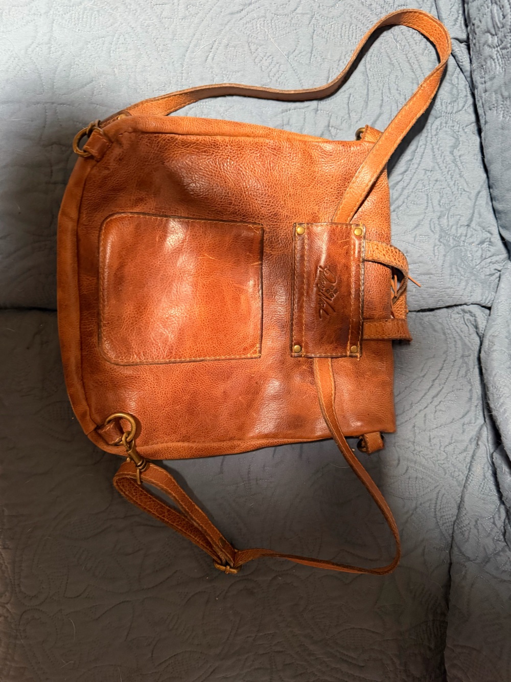 Patricia Nash Cognac Tan Leather Messenger Bag